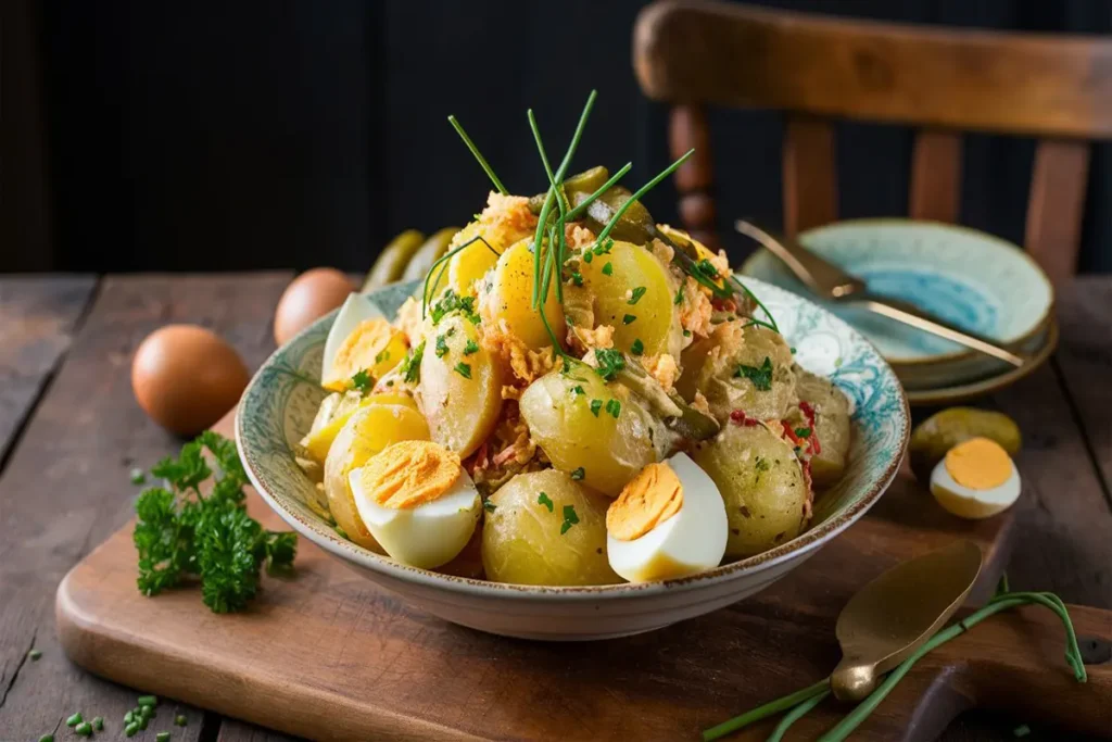 traditional German potato,salad,classic German potato salad, vintage German potato salad